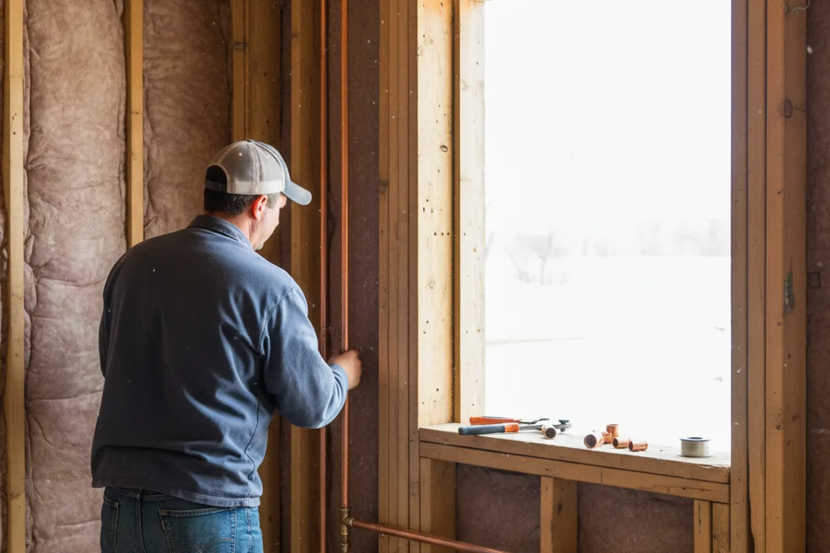 Licensed plumber running new copper supply lines in a Thousandsticks home