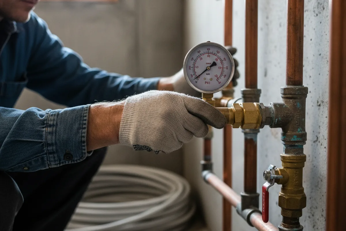 Pressure testing a repaired line during Water Line Repair in Thousandsticks