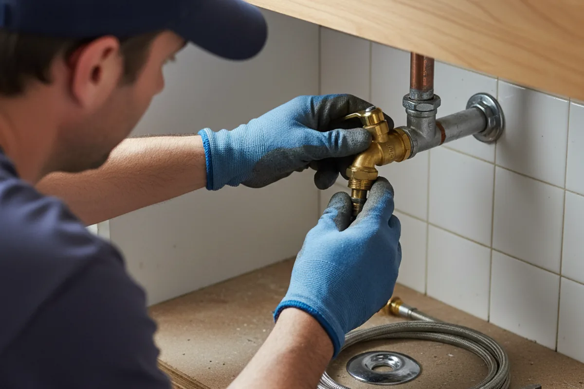 Shutoff valve and fitting work during Burst Pipe Repair in Thousandsticks